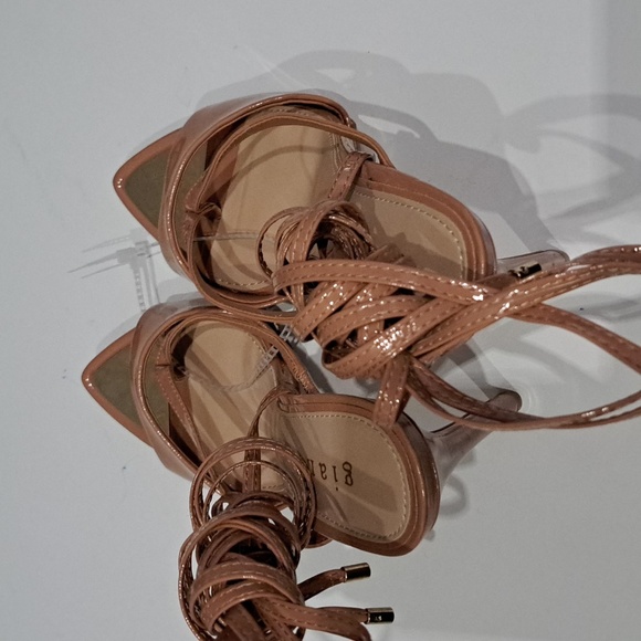 Gianni Bini Misha Patent Leather Ankle Wrap-Up Dress Sandals - Picture 9 of 10